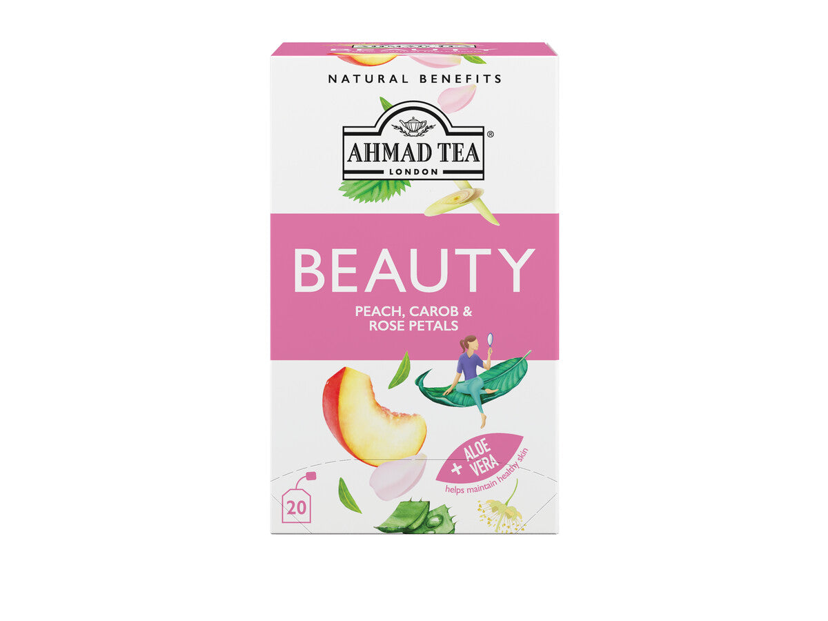 Beauty Peach Carob & Rose Petals 20 Foil Teabags 30G