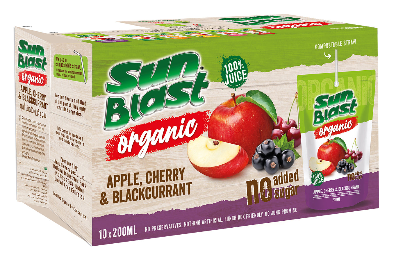 Organic Apple, Cherry & Blackcurrant Juice Sunblast (200ML)