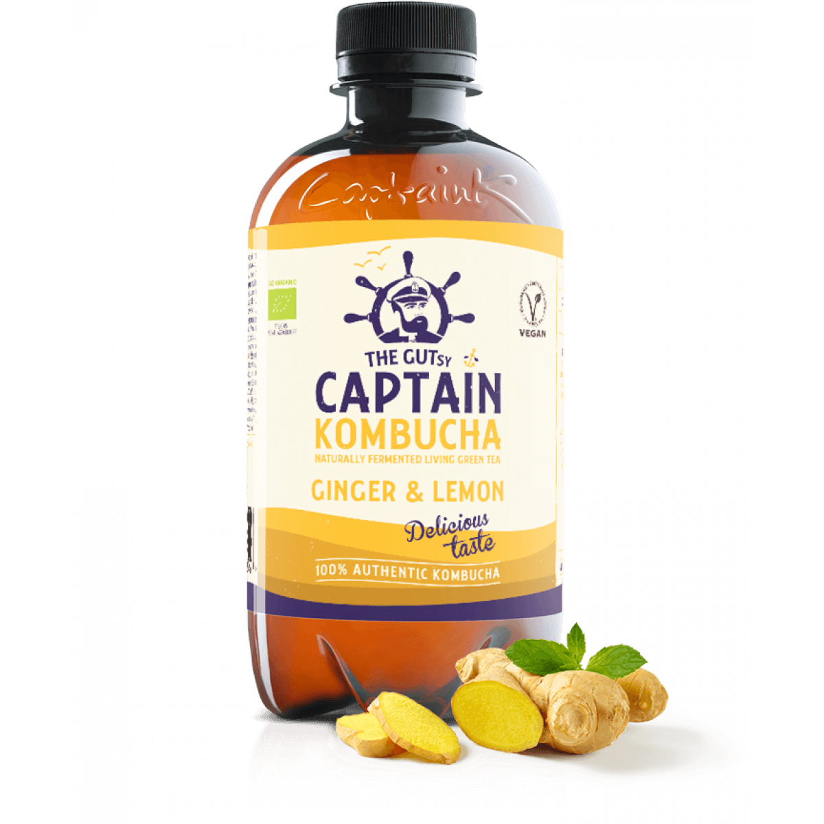 Gutsy Captain Kombucha Ginger Lemon (400ML) PET