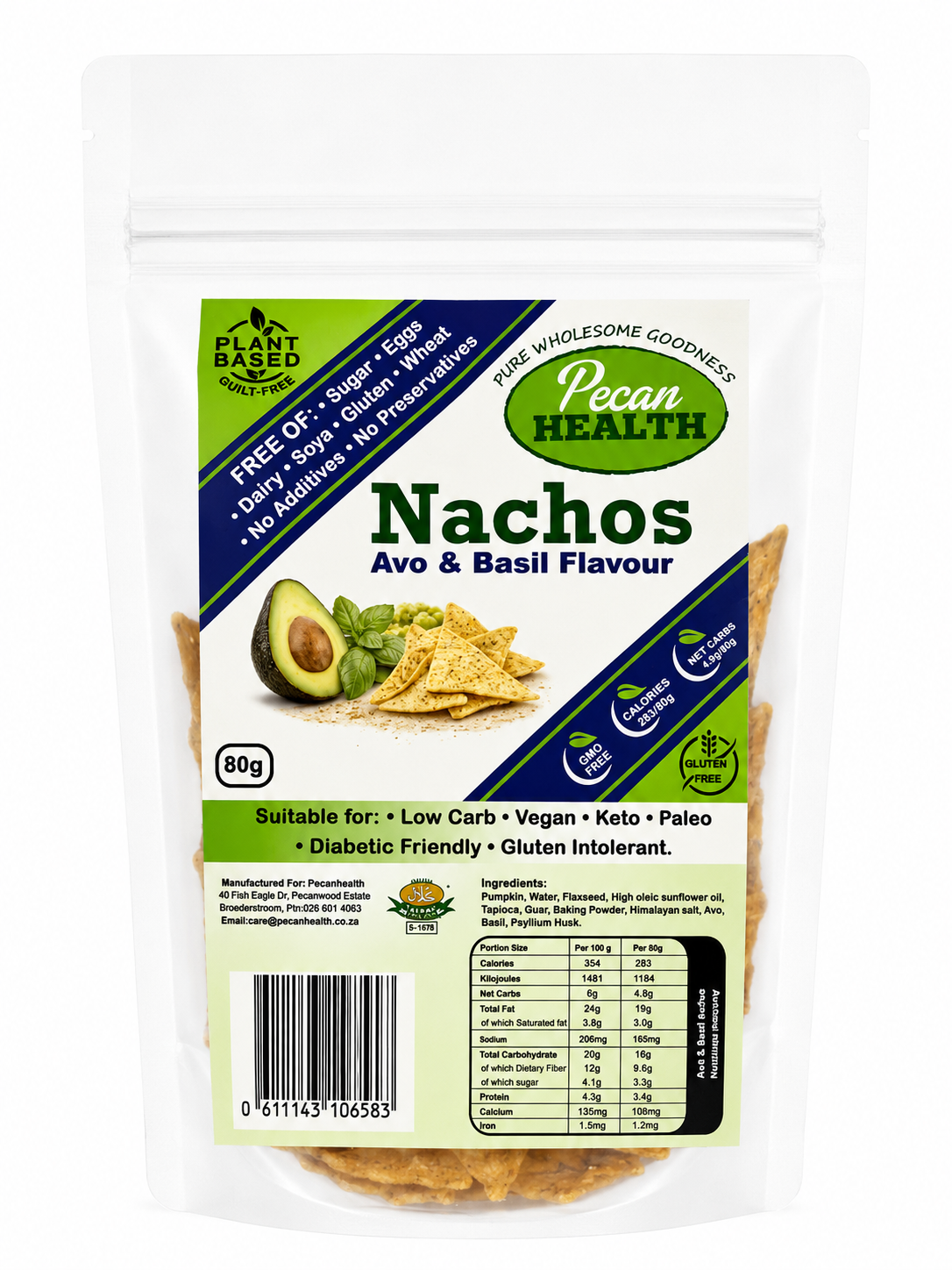 Nachos Avocado & Basil Chips - 80GM