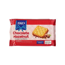 IKO CHOCOLATE HAZELNUT CREAM SANDWICH BISCUITS 180GM