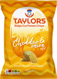 Cheddar & Onion Ridge Cut Potato Crisps 150gm - Taylors