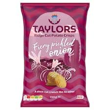 Fiery Pickled Onion Ridge Cut Potato Crisps 150GM - Taylors