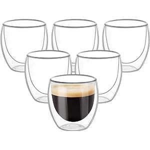 Glass Coffee Cup Double Layer 80ML (6Pcs)
