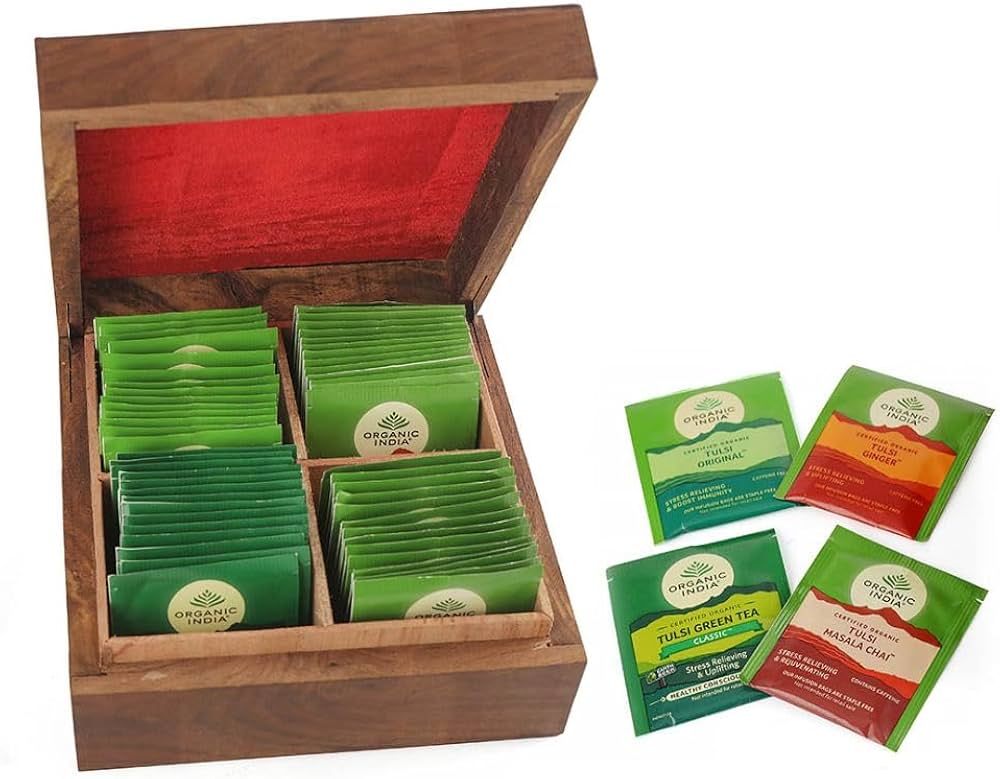 Tulsi Treasure Wooden Box 60 Teabags