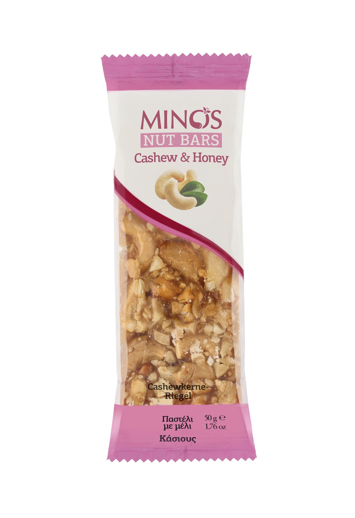 Minos Cashew &amp; Honey Bars 50G