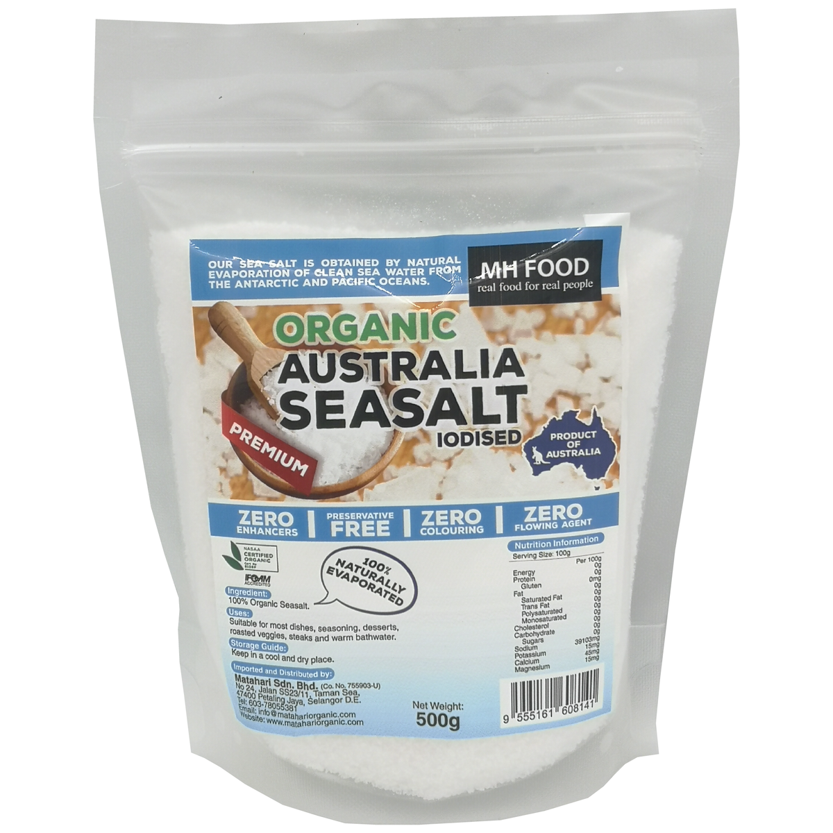 Organic Australia Seasalt - Iodised (500GM)