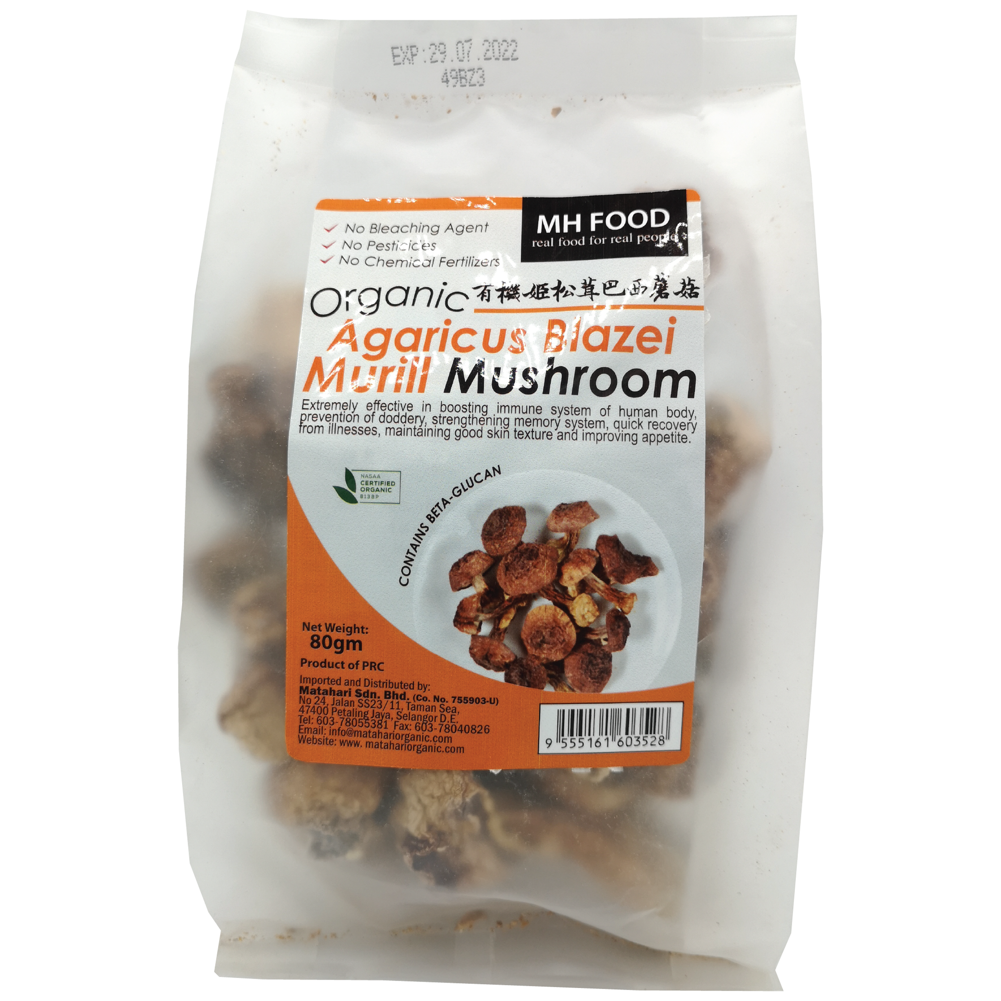 Organic Agaricus Brazel
Murril Mushroom (80GM)
