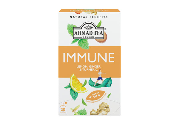 Immune Lemon Ginger & Turmeric 20 Foil Teabags 30G - Mantra Foods