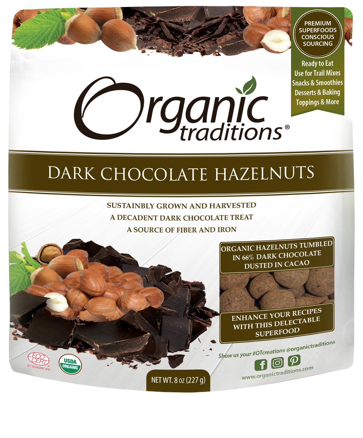 Organic Hazelnut Dark Chocolate (227G)