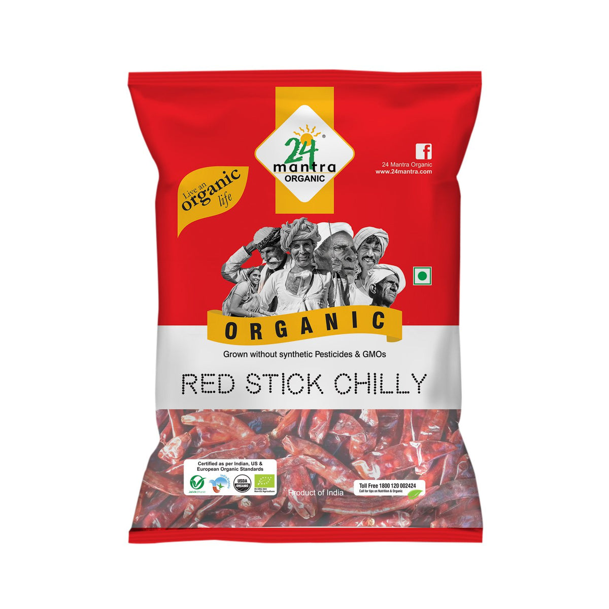 Organic Red Stick Chilly Whole (100G)